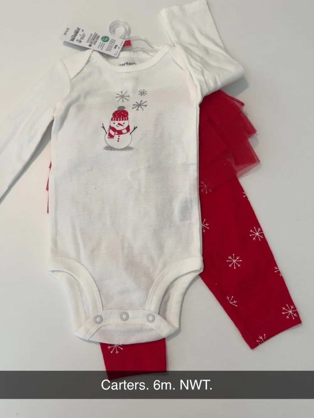 Carter's White & Red Snowman two-Piece Set